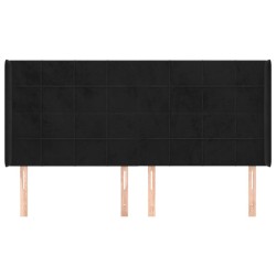 Tête de lit avec oreilles Noir 163x16x118/128 cm Velours 