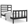 Cadre de lit sans matelas noir bois massif 75x190 cm 