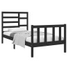 Cadre de lit sans matelas noir bois massif 75x190 cm 