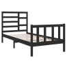 Cadre de lit sans matelas noir bois massif 75x190 cm 