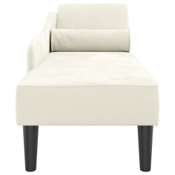 Chaise longue avec coussins crème velours 
