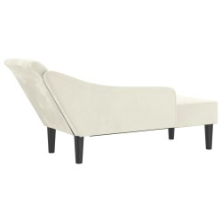 Chaise longue avec coussins crème velours 