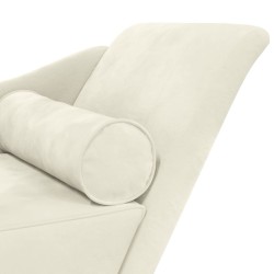 Chaise longue avec coussins crème velours 