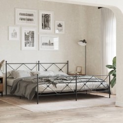 Cadre de lit métal sans matelas avec pied de lit noir 193x203cm 
