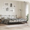 Cadre de lit métal sans matelas avec pied de lit noir 193x203cm 