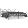 Cadre de lit métal sans matelas avec pied de lit noir 193x203cm 