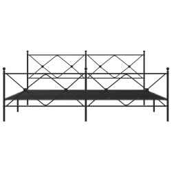 Cadre de lit métal sans matelas avec pied de lit noir 193x203cm 