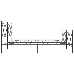 Cadre de lit métal sans matelas avec pied de lit noir 193x203cm 