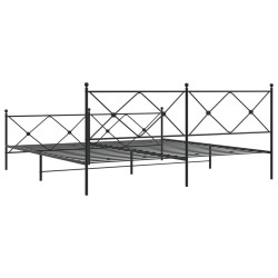 Cadre de lit métal sans matelas avec pied de lit noir 193x203cm 