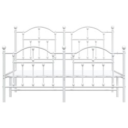 Cadre de lit métal sans matelas et pied de lit blanc 150x200 cm 