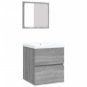 Armoire lavabo de salle de bain et bassin et miroir sonoma gris 