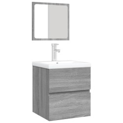 Armoire lavabo de salle de bain et bassin et miroir sonoma gris 