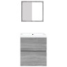 Armoire lavabo de salle de bain et bassin et miroir sonoma gris 