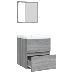 Armoire lavabo de salle de bain et bassin et miroir sonoma gris 