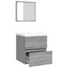 Armoire lavabo de salle de bain et bassin et miroir sonoma gris 
