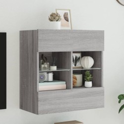 Meuble TV mural avec lumières LED sonoma gris 58,5x30x60,5 cm 