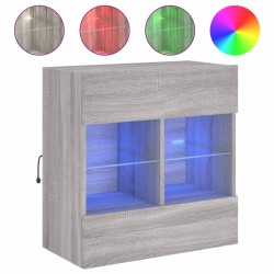 Meuble TV mural avec lumières LED sonoma gris 58,5x30x60,5 cm 