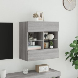 Meuble TV mural avec lumières LED sonoma gris 58,5x30x60,5 cm 
