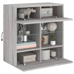 Meuble TV mural avec lumières LED sonoma gris 58,5x30x60,5 cm 
