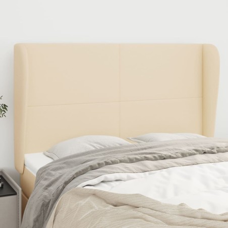 Tête de lit avec oreilles Crème 147x23x118/128 cm Tissu 