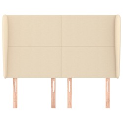 Tête de lit avec oreilles Crème 147x23x118/128 cm Tissu 