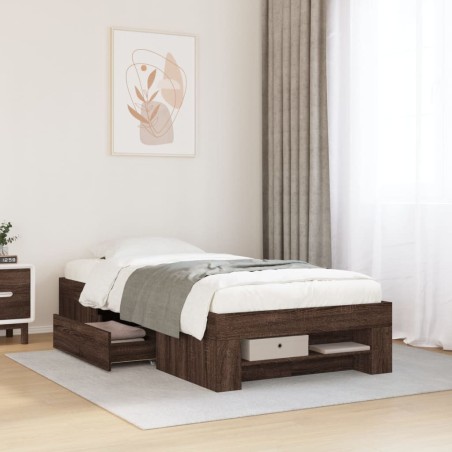 Cadre de lit sans matelas chêne marron 75x190cm bois ingénierie 