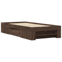 Cadre de lit sans matelas chêne marron 75x190cm bois ingénierie 
