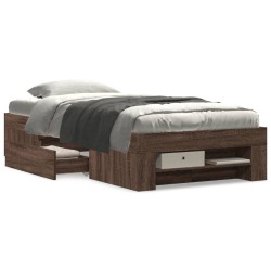 Cadre de lit sans matelas chêne marron 75x190cm bois ingénierie 