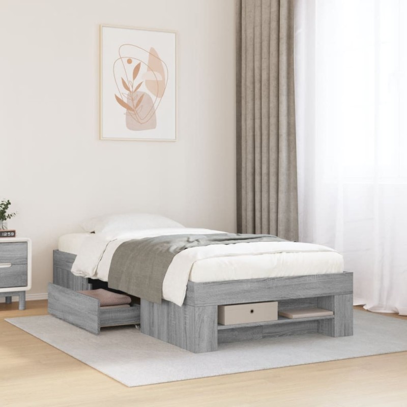 Cadre de lit sans matelas sonoma gris 75x190 cm 