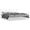 Cadre de lit métal sans matelas et pied de lit blanc 193x203 cm 