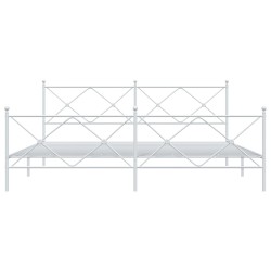 Cadre de lit métal sans matelas et pied de lit blanc 193x203 cm 