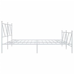 Cadre de lit métal sans matelas et pied de lit blanc 193x203 cm 
