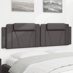 Coussin de tête de lit gris 180 cm similicuir 