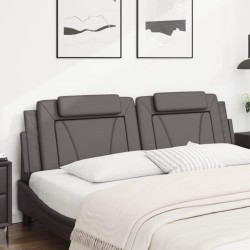 Coussin de tête de lit gris 180 cm similicuir 