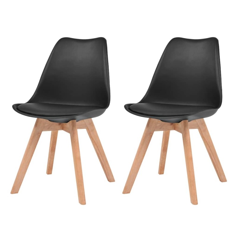 Chaises à manger lot de 2 Noir Plastique Chaises à manger lot de 2 Noir Plastique