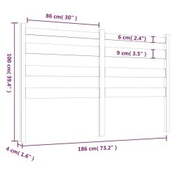 Tête de lit Gris 186x4x100 cm Bois massif de pin 