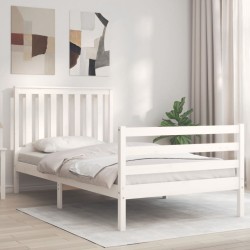 Cadre de lit sans matelas blanc 100x200 cm bois massif 