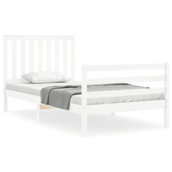 Cadre de lit sans matelas blanc 100x200 cm bois massif 