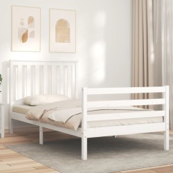 Cadre de lit sans matelas blanc 100x200 cm bois massif 