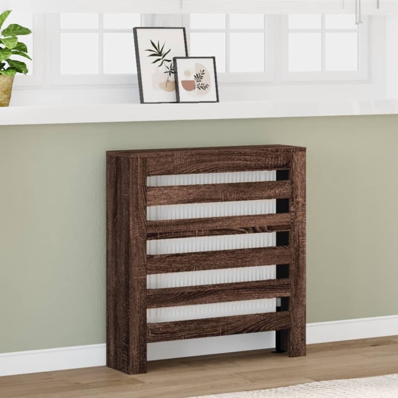 Cache-radiateur chêne marron 78x20x82 cm bois d'ingénierie Cache-radiateur chêne marron 78x20x82 cm bois d'ingénierie