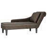 Fauteuil long et coussin/accoudoir droit gris foncé similicuir 
