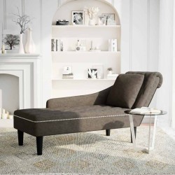 Fauteuil long et coussin/accoudoir droit gris foncé similicuir 