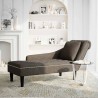 Fauteuil long et coussin/accoudoir droit gris foncé similicuir 