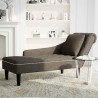 Fauteuil long et coussin/accoudoir droit gris foncé similicuir 