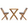 Ensemble de bistro pliable 3 pcs et coussins bois acacia solide 
