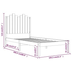 Cadre de lit sans matelas blanc bois massif 100x200 cm 