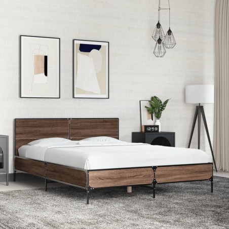 Cadre de lit sans matelas chêne marron 120x190 cm 