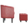 Fauteuil avec repose-pied rouge bordeaux similicuir 