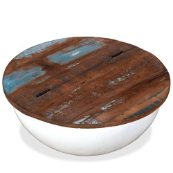Table basse Bois de récupération massif Blanc Forme de bol 