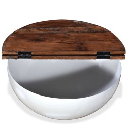 Table basse Bois de récupération massif Blanc Forme de bol 